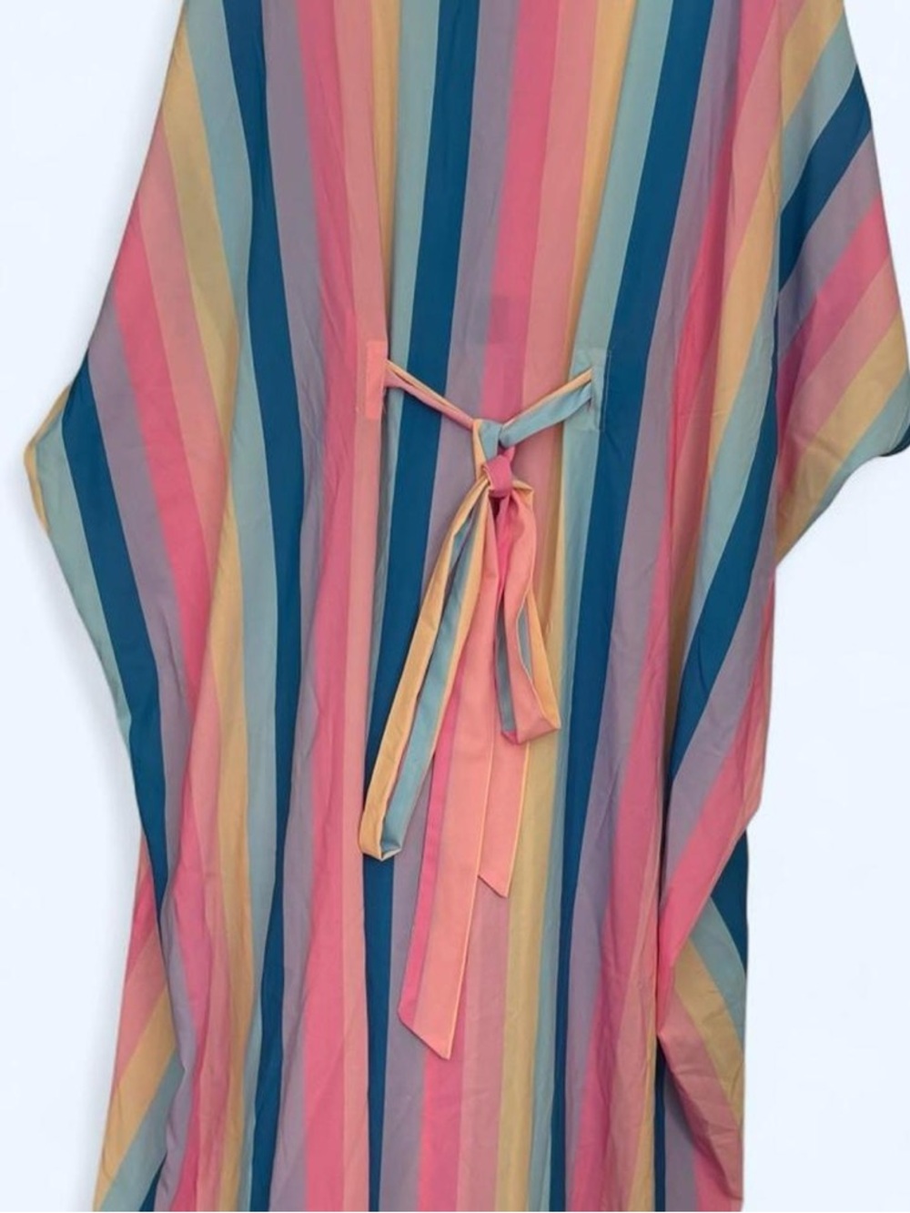 Unique Vintage Pastel Multicolor Striped Maxi Dress